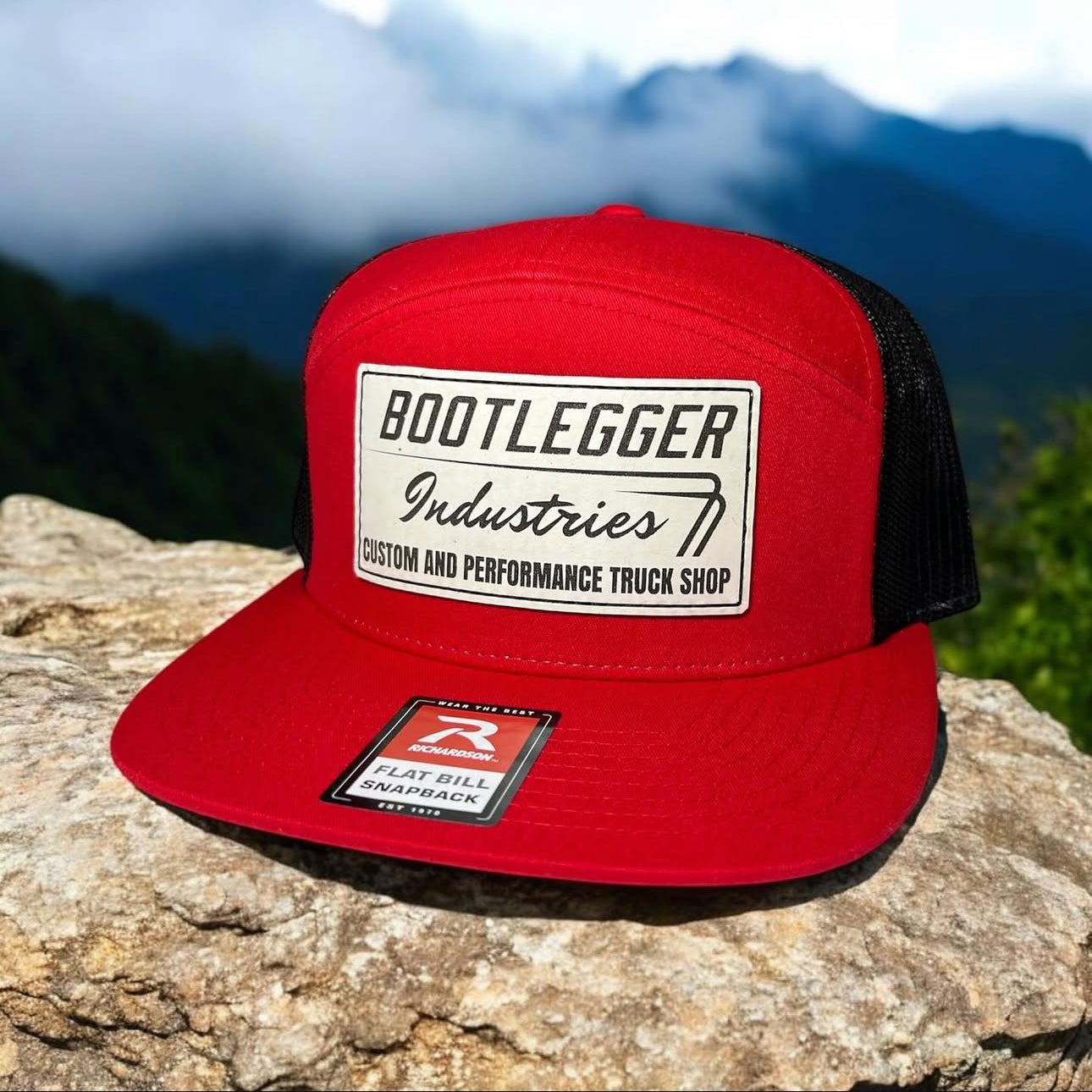 Hat - Red & Black 7-Panel